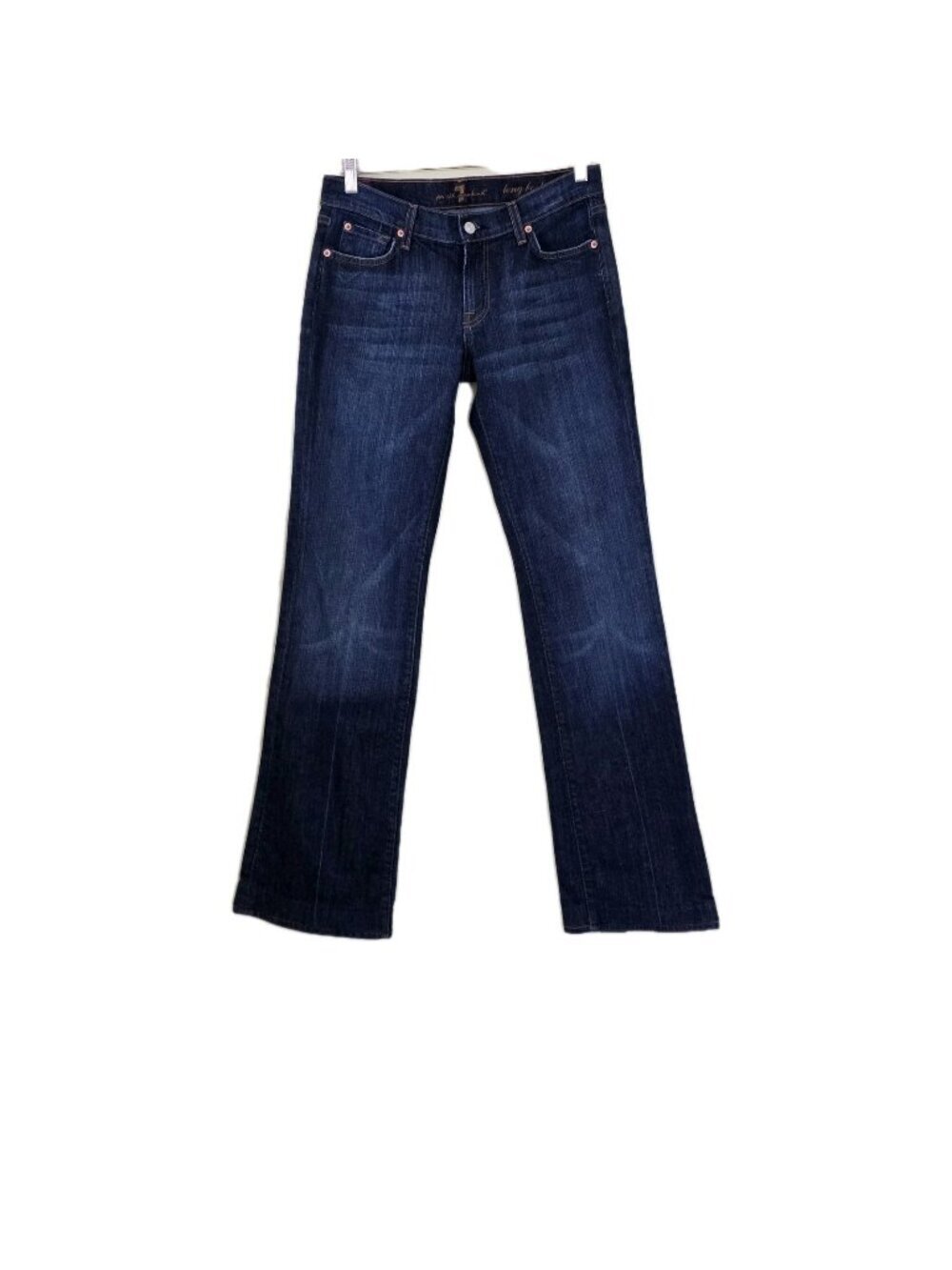 7 For All Mankind Jeans Women 29 x 33 Dark Blue Long Bootcut Stretch Zip Classic
